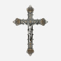 Crucifix mural baroque catholique BC en relief - avec le Saint-Esprit