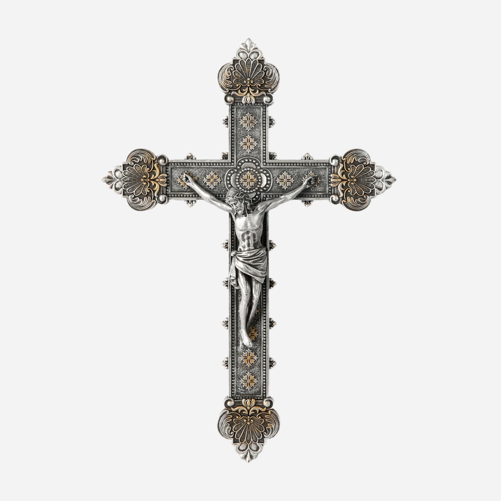 BC Catholic Baroque Embossed  Wall Crucifix-Renaissance