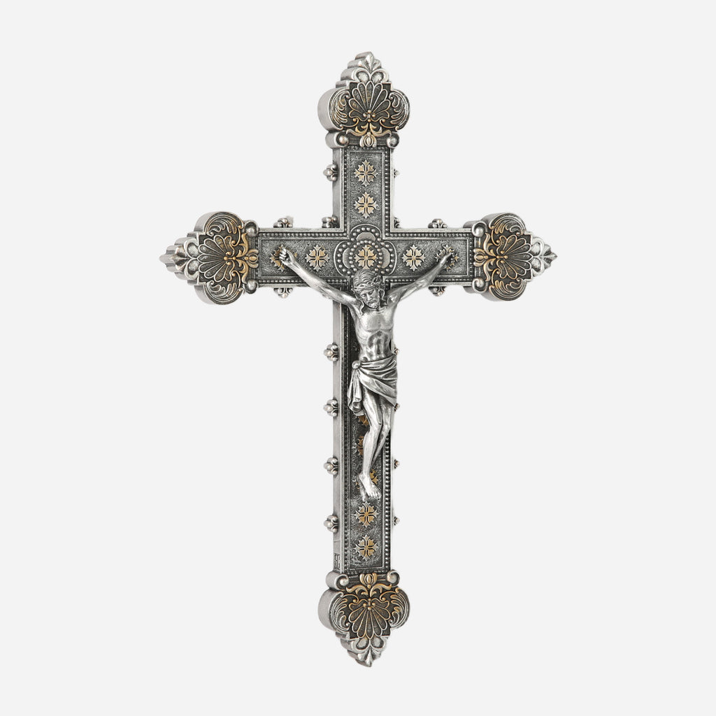 BC Catholic Baroque Embossed  Wall Crucifix-Renaissance