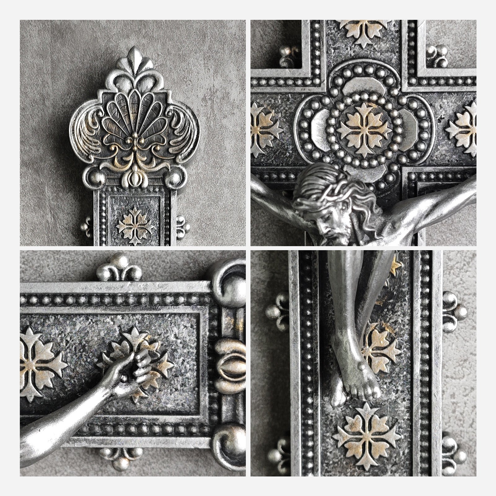 BC Catholic Baroque Embossed  Wall Crucifix-Renaissance