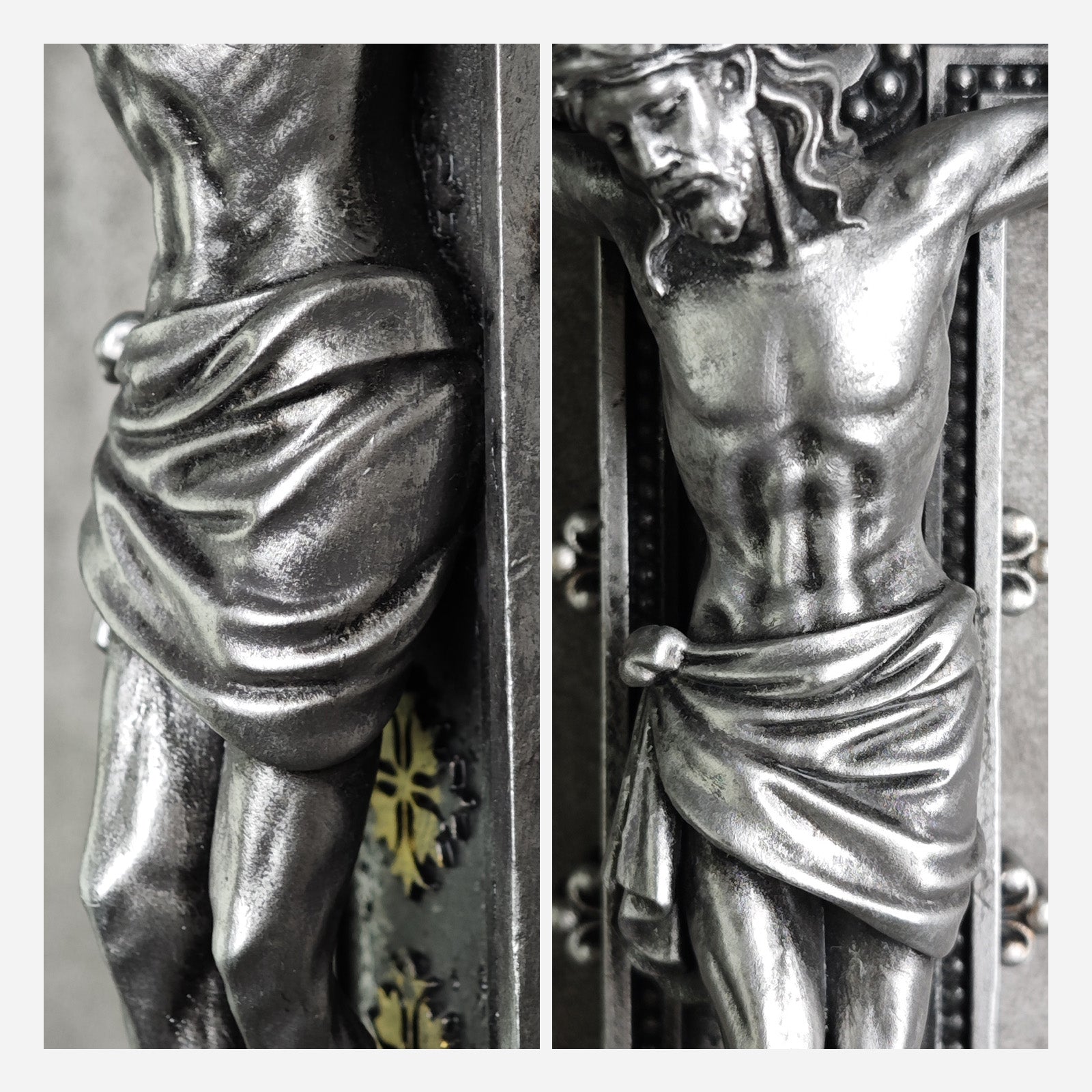 BC Catholic Baroque Embossed  Wall Crucifix-Renaissance