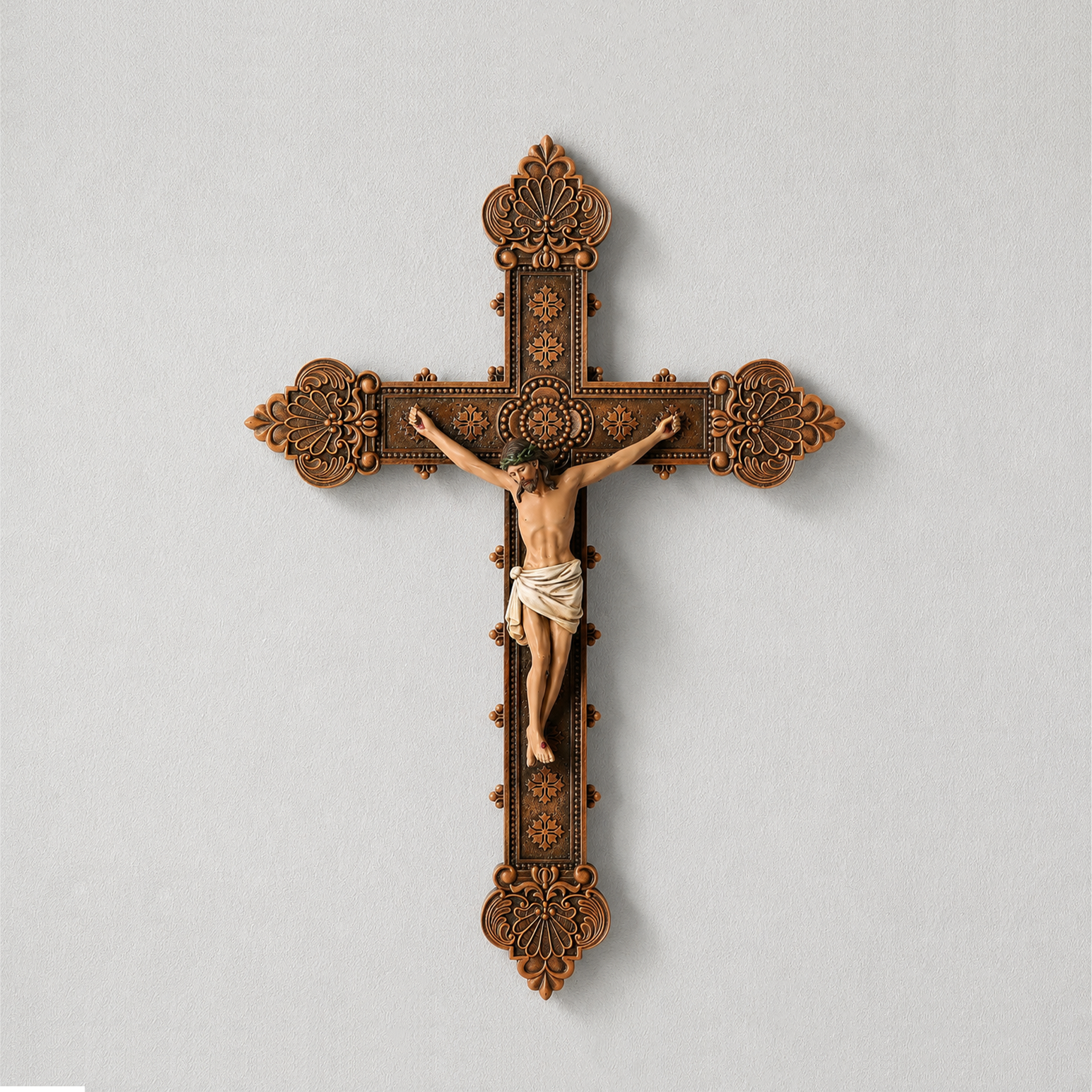 BC Catholic Baroque Embossed  Wall Crucifix- with Holy Spirit