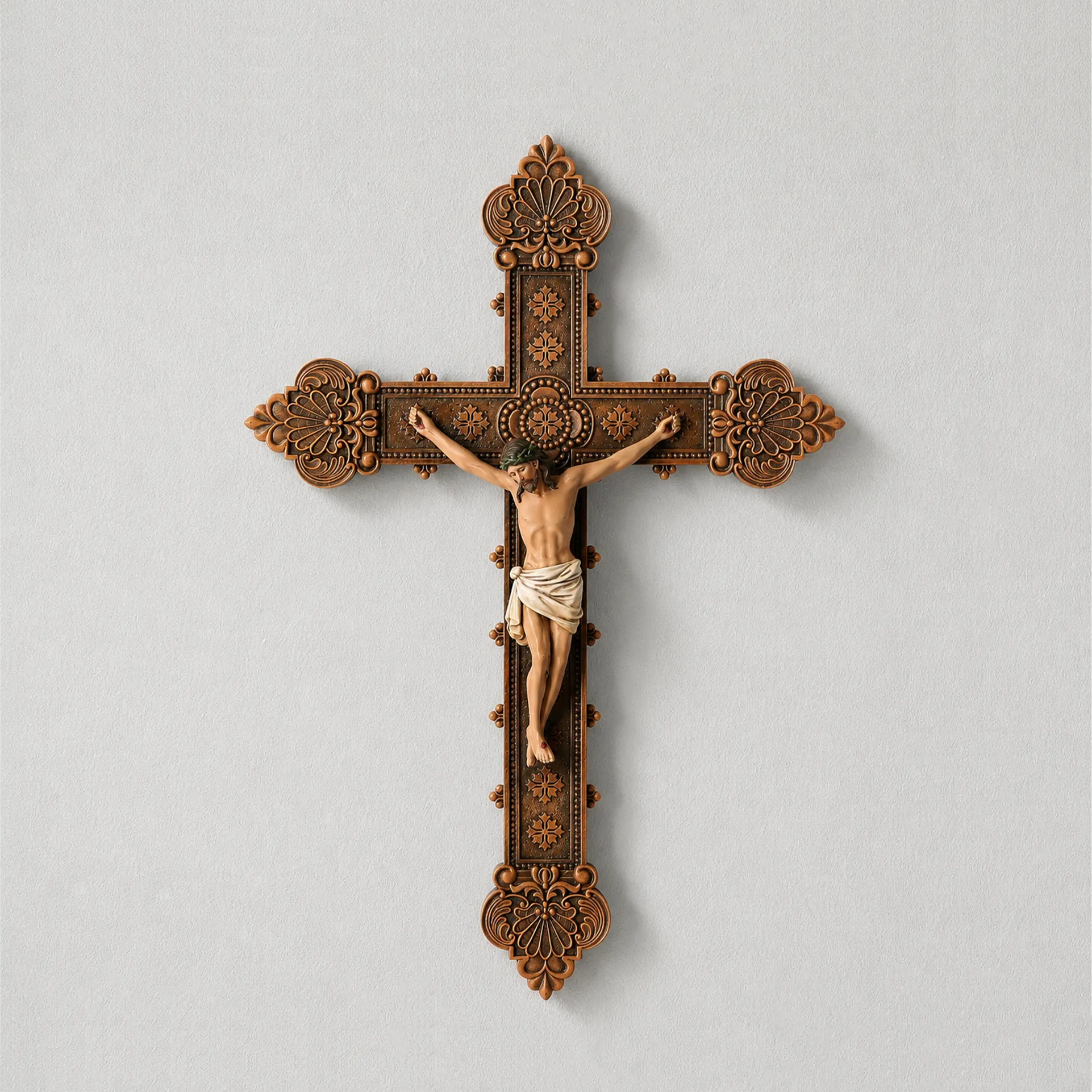 BC Catholic Baroque Embossed  Wall Crucifix- with Holy Spirit