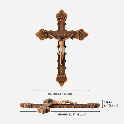 BC Catholic Baroque Embossed  Wall Crucifix- with Holy Spirit