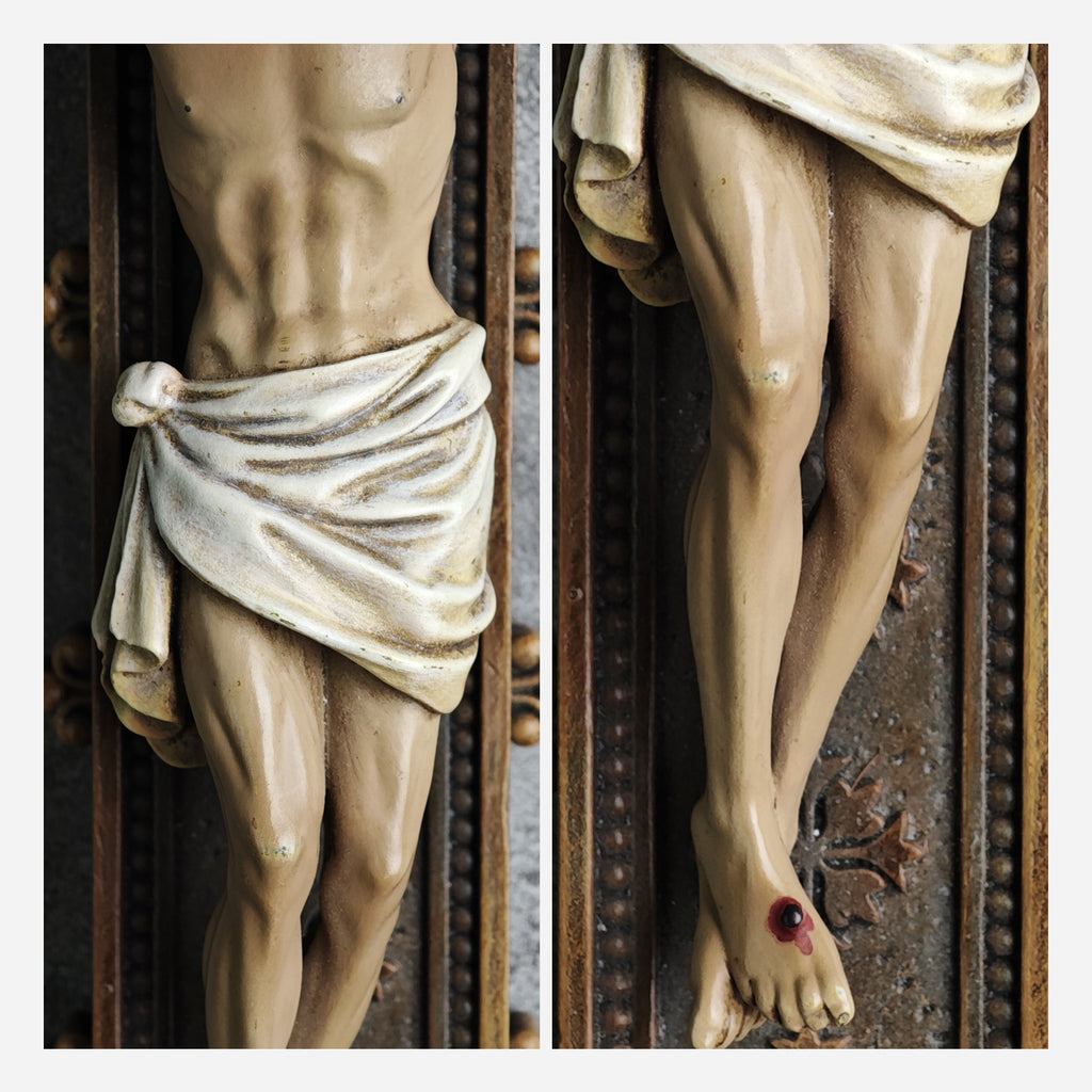 BC Catholic Baroque Embossed  Wall Crucifix-Renaissance
