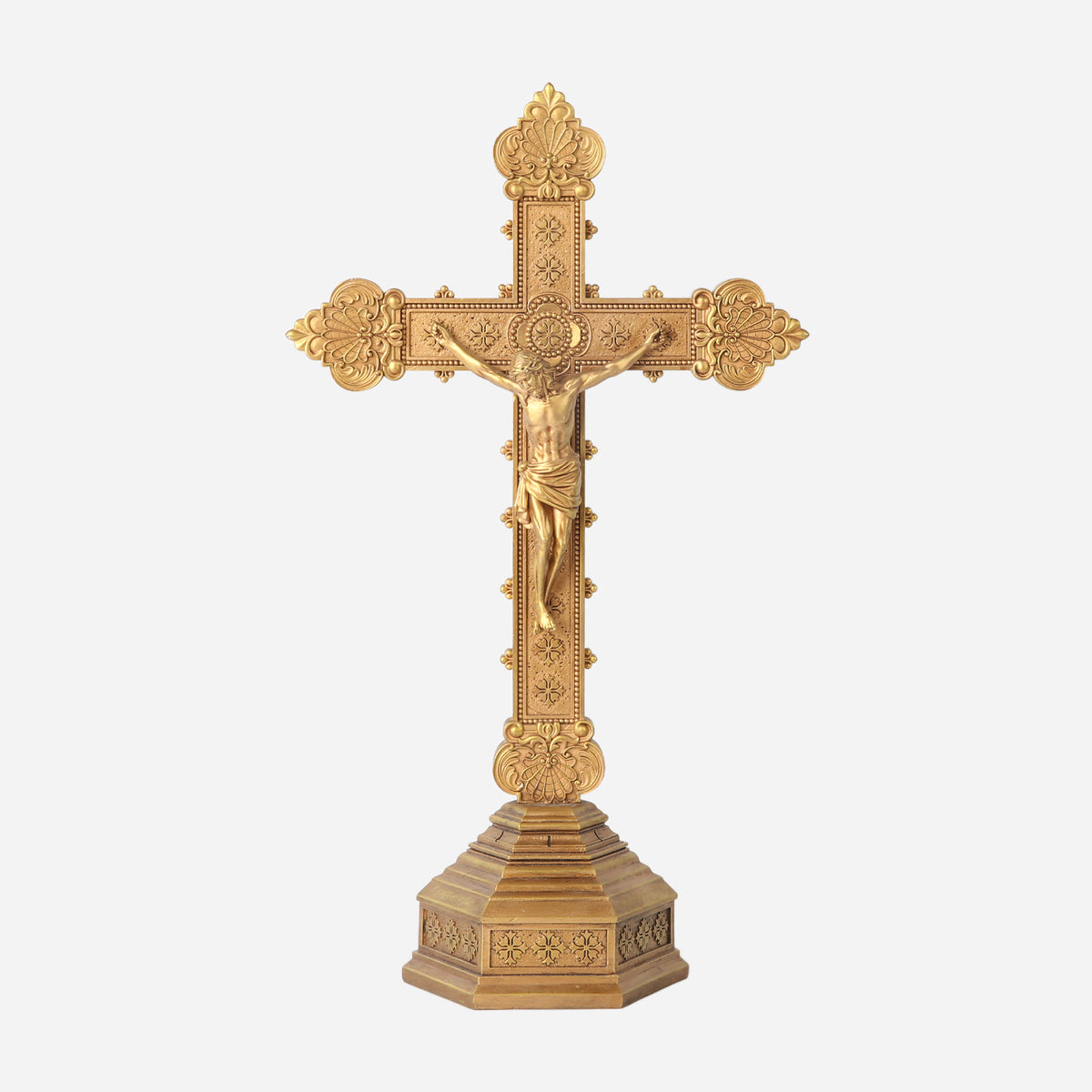 BC Catholic Baroque Embossed Standing Crucifix-Renaissance