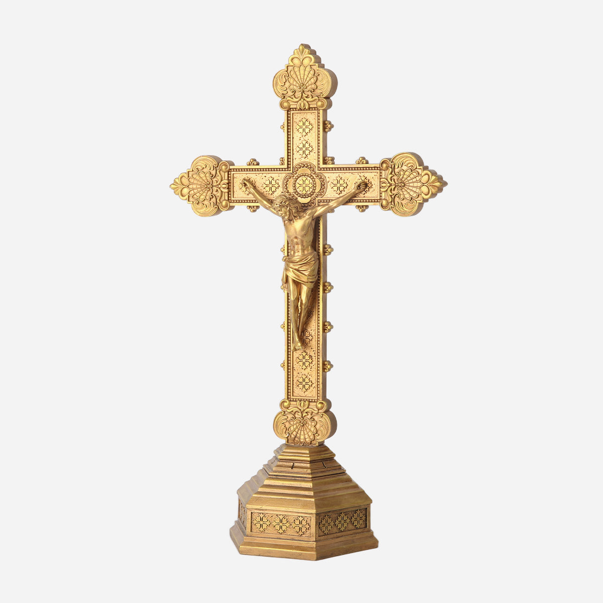 BC Catholic Baroque Embossed Standing Crucifix-Renaissance