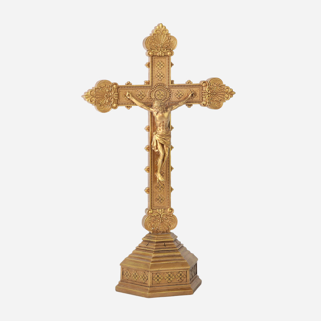BC Catholic Baroque Embossed Standing Crucifix-Renaissance