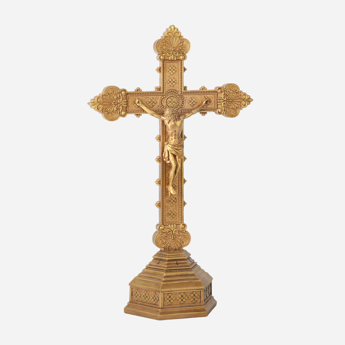 BC Catholic Baroque Embossed Standing Crucifix-Renaissance