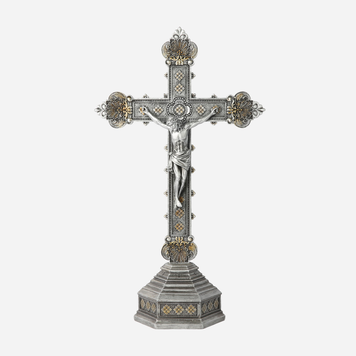 BC Catholic Baroque Embossed Standing Crucifix-Renaissance
