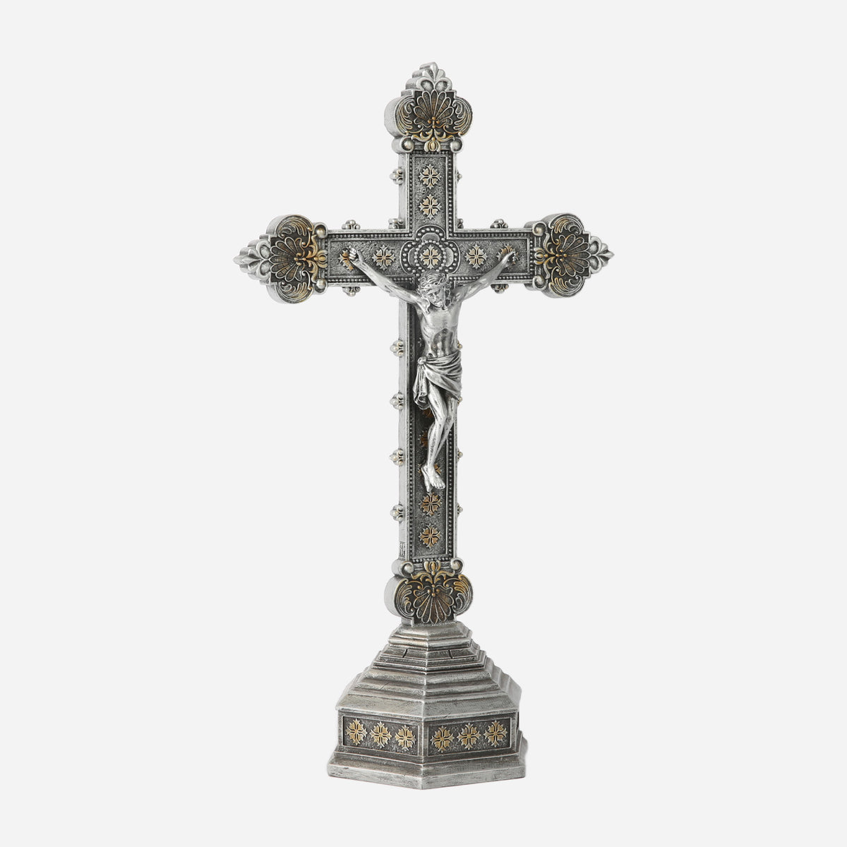 BC Catholic Baroque Embossed Standing Crucifix-Renaissance