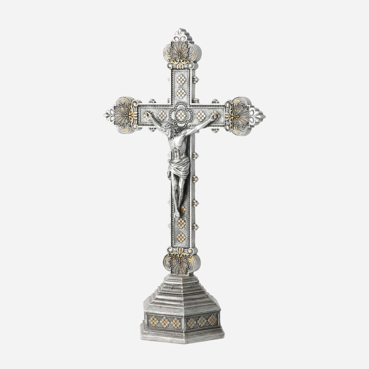 BC Catholic Baroque Embossed Standing Crucifix-Renaissance