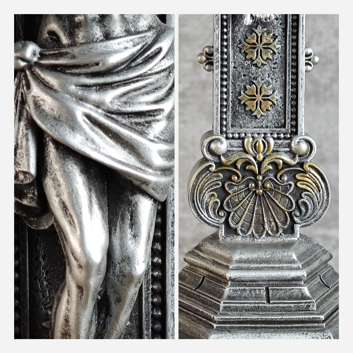 BC Catholic Baroque Embossed Standing Crucifix-Renaissance