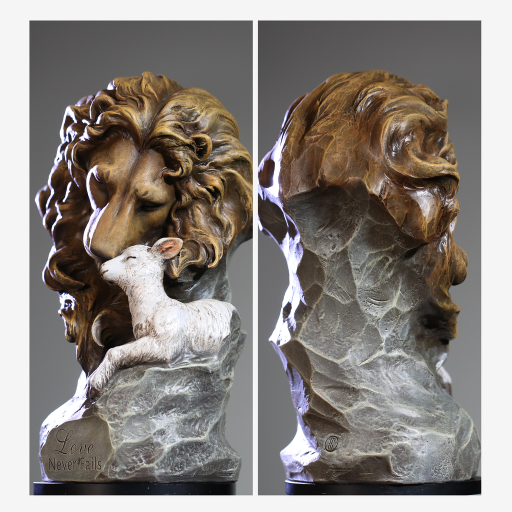 BC Home Decor Lion with Lamb Statue-Renaissance