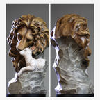 BC Home Decor Lion with Lamb Statue-Renaissance
