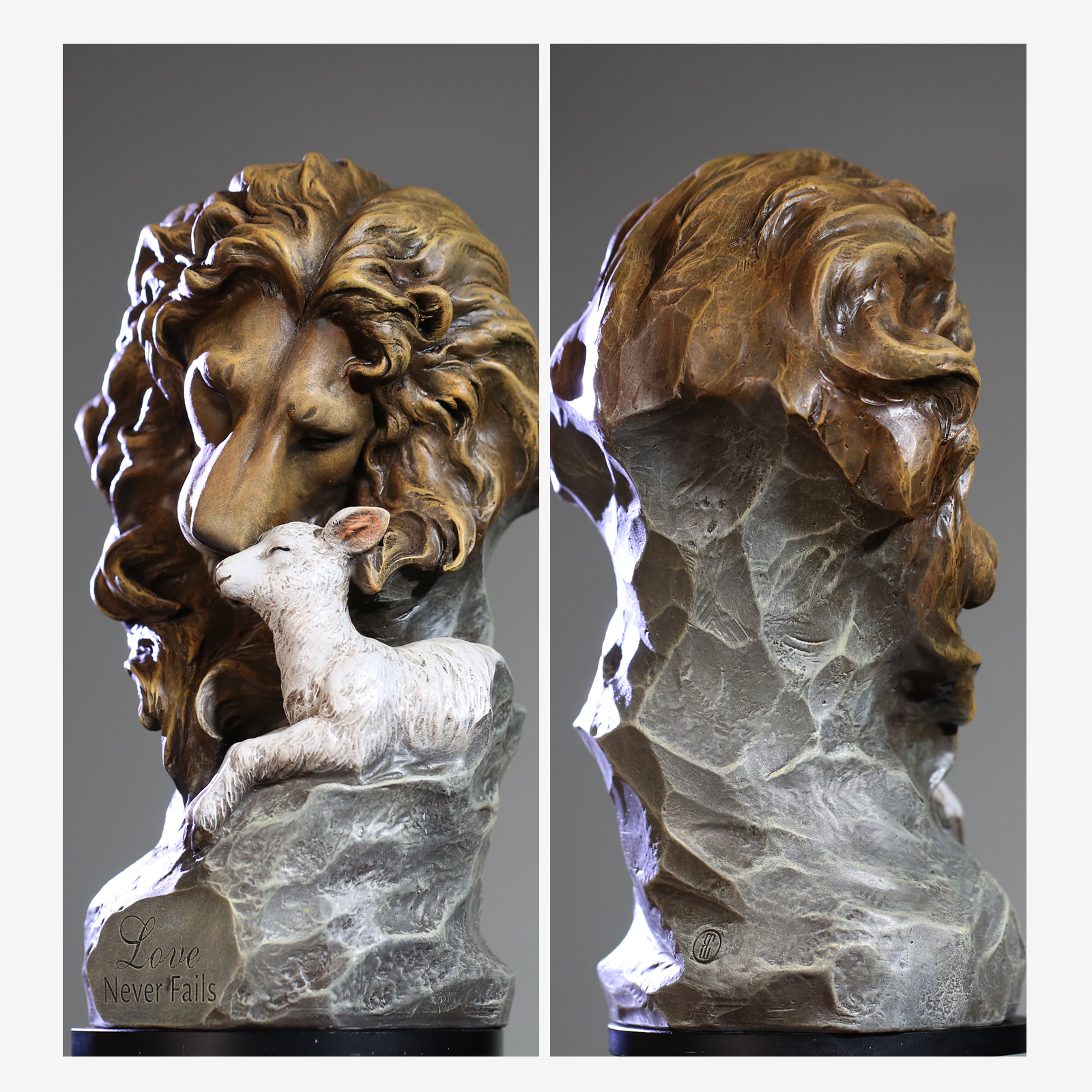 BC Home Decor Lion with Lamb Statue-Renaissance