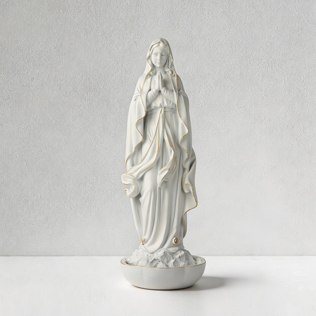 BC Catholic White Our Lady of Lourdes Statue-Renaissance