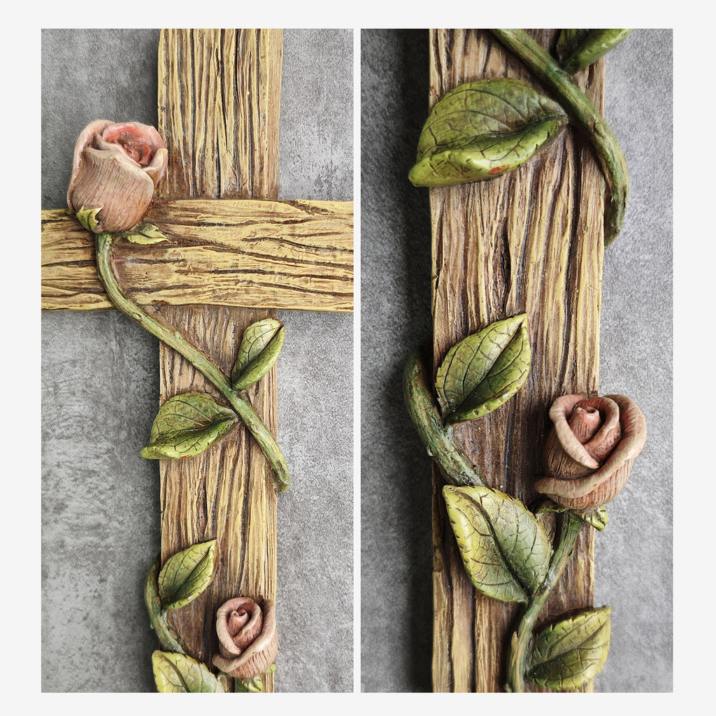 BC Home Decor Mystical Rose Wall Cross-Rustic Decor Style