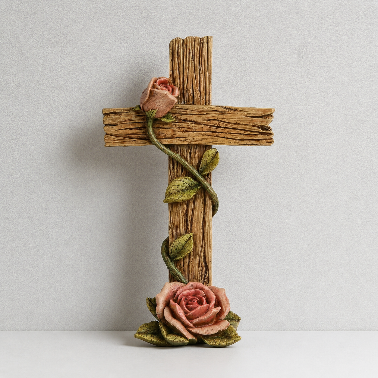 BC Home Decor Rose Standing Cross-Rustic Decor Style
