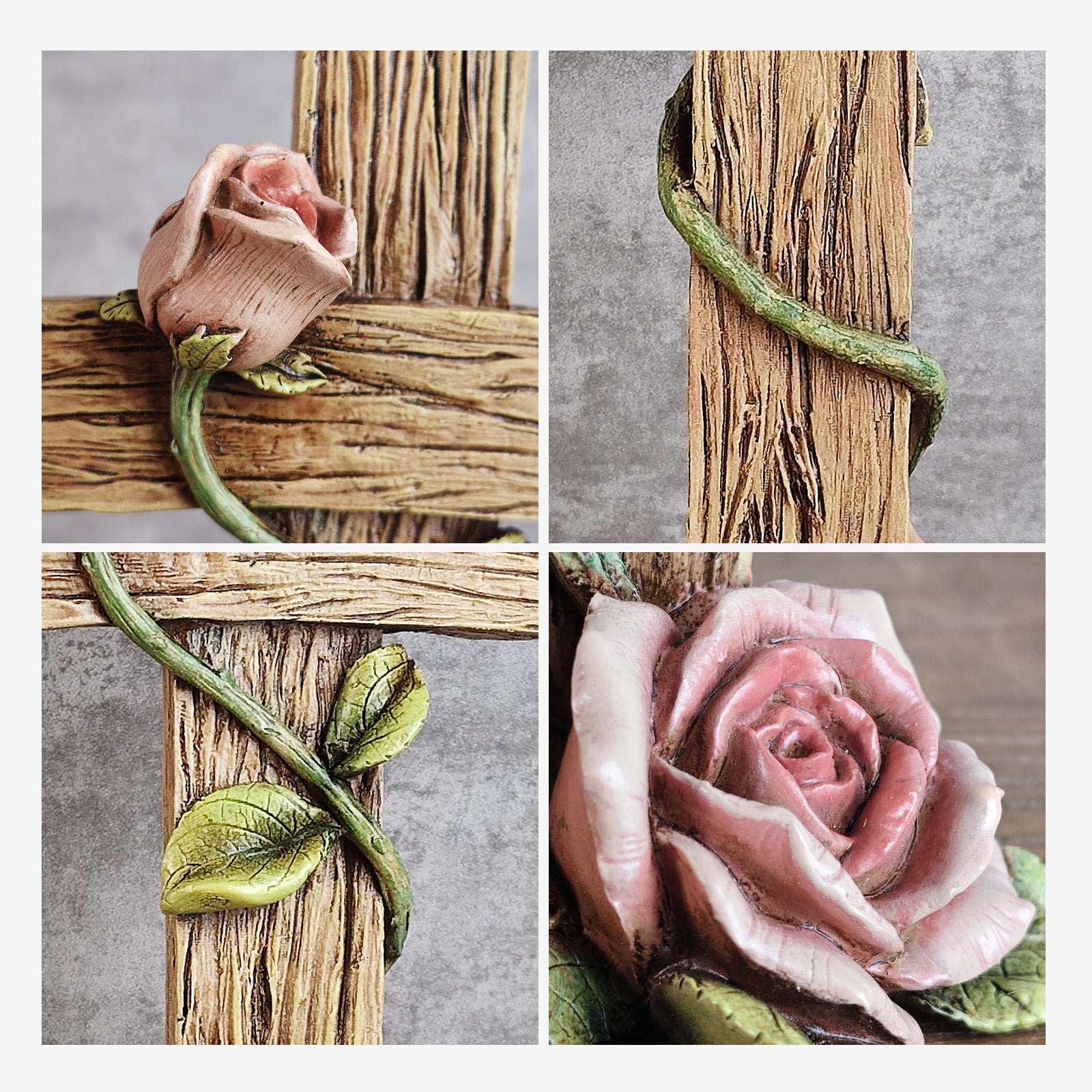 BC Home Decor Rose Standing Cross-Rustic Decor Style