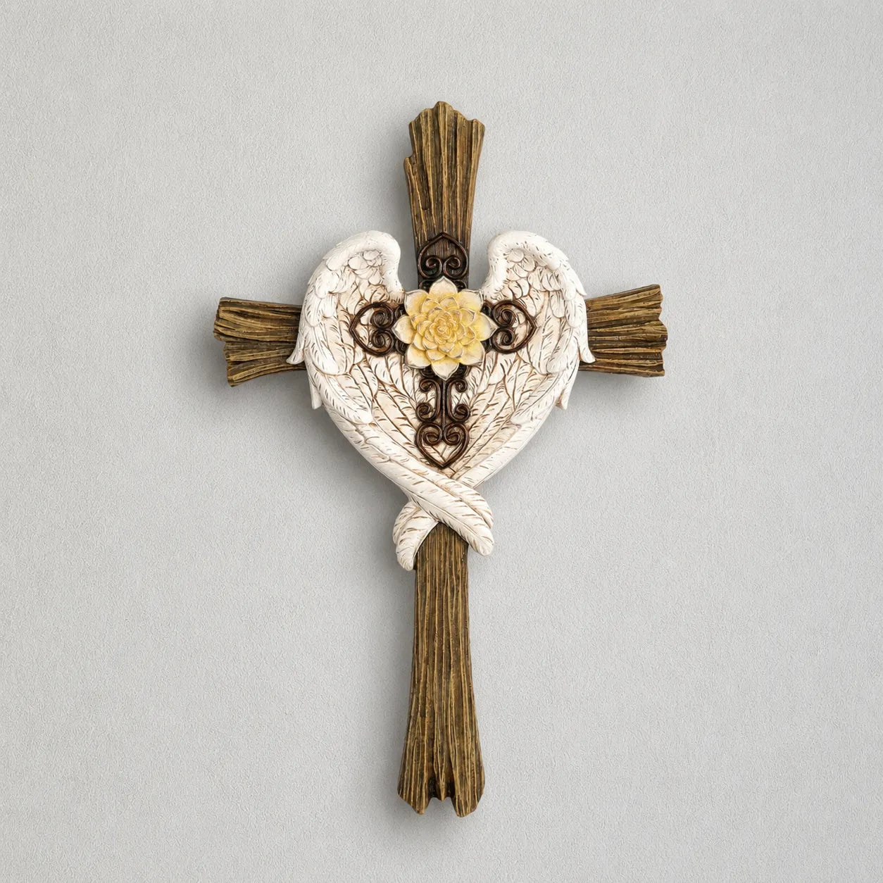 BC Home Decor Guardian Angel Wings Wall Cross-Rustic Decor Style