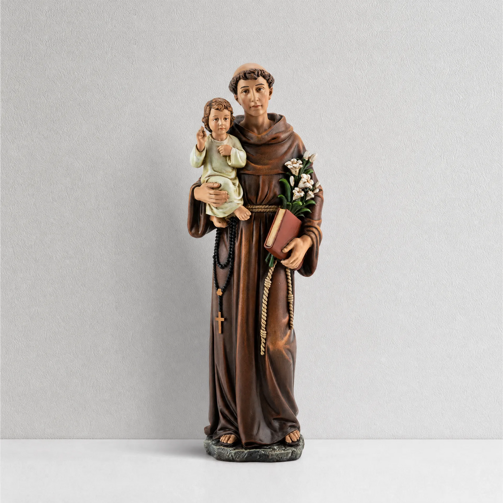 Statue catholique de la Renaissance représentant saint Antoine et l'Enfant Jésus - Colombie-Britannique