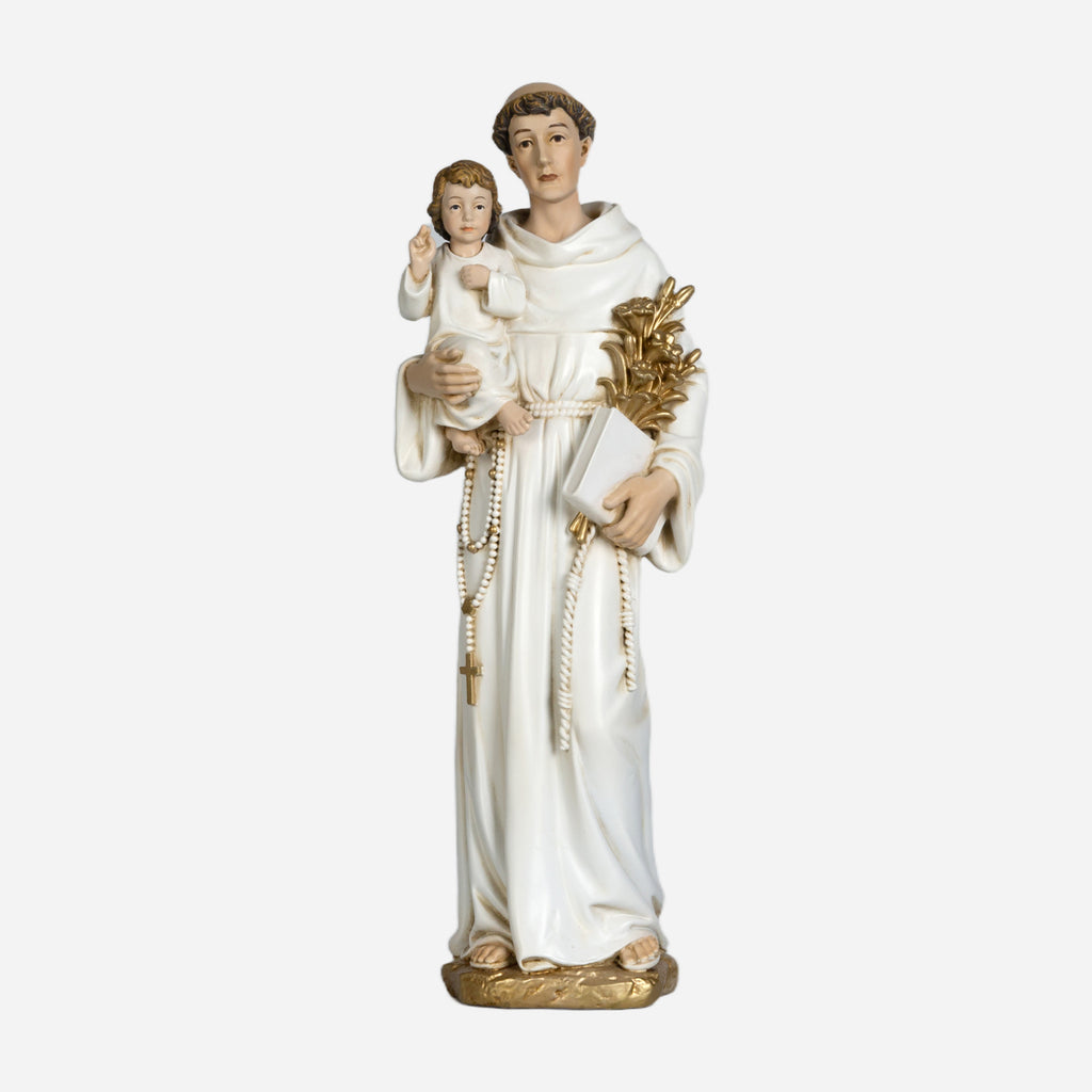 BC Catholic White & Gold St. Anthony with Infant Jesus Statue-Renaissance