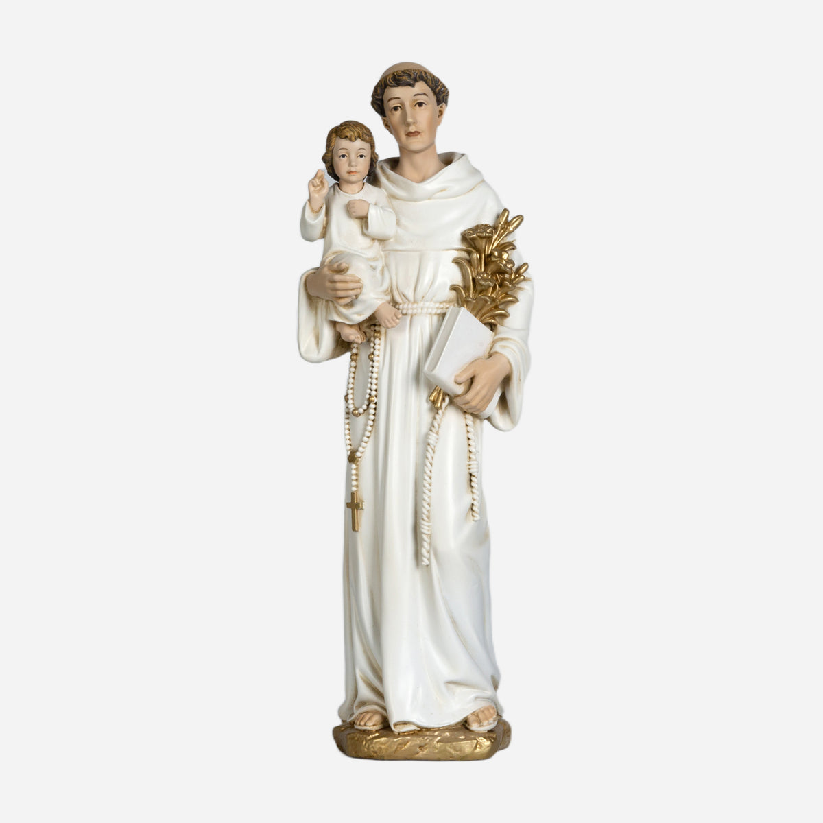BC Catholic White & Gold St. Anthony with Infant Jesus Statue-Renaissance