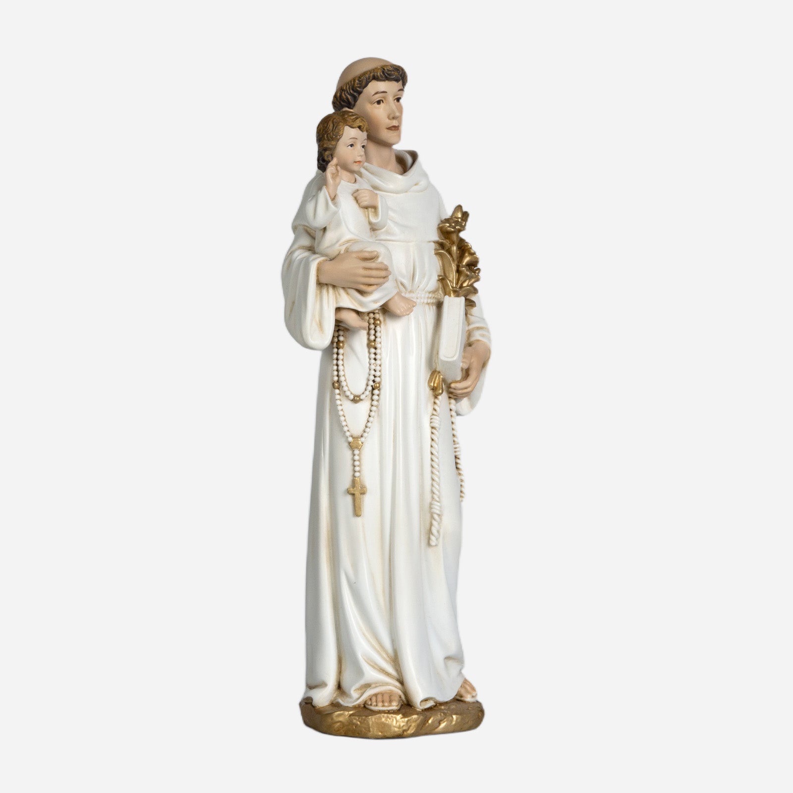 BC Catholic White & Gold St. Anthony with Infant Jesus Statue-Renaissance