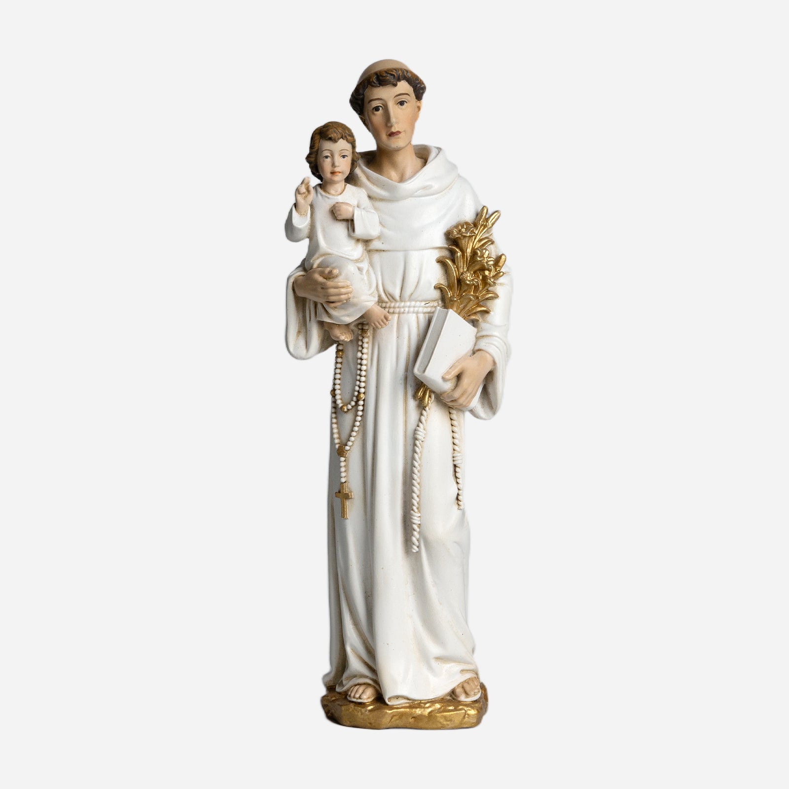 BC Catholic White & Gold St. Anthony with Infant Jesus Statue-Renaissance