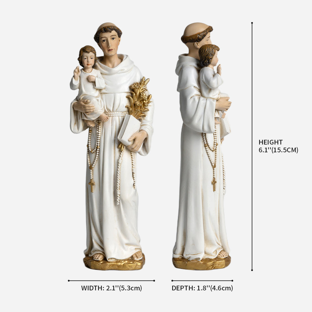 BC Catholic White & Gold St. Anthony with Infant Jesus Statue-Renaissance