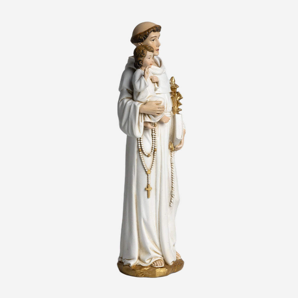 BC Catholic White & Gold St. Anthony with Infant Jesus Statue-Renaissance