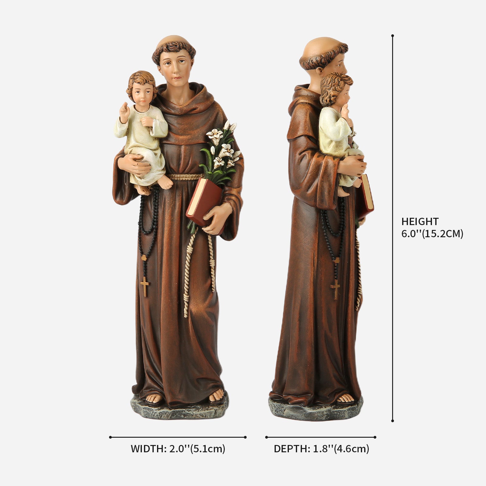 BC Catholic St. Anthony with Infant Jesus Statue-Renaissance
