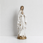 BC Catholic White & Gold Our Lady of Lourdes Statue-Renaissance