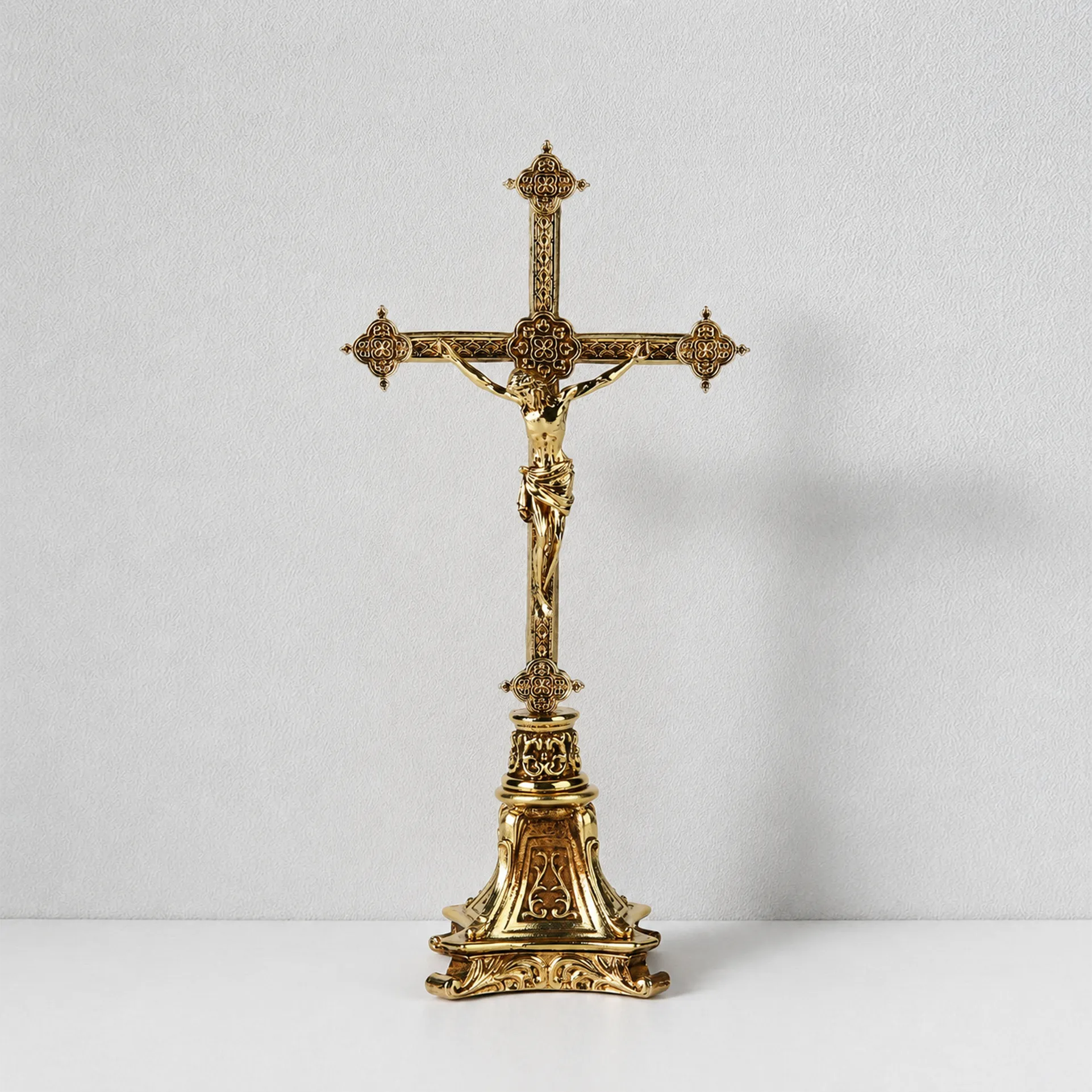 BC Catholic Metal Standing Crucifix-Zinc Alloy with Gold