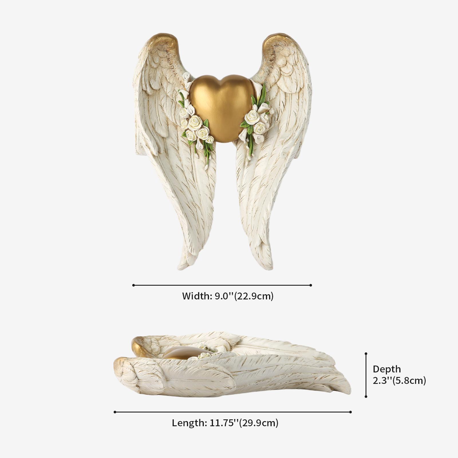 BC Angel Wing Heart & Calla Wall Statue- Guardian Angel decor