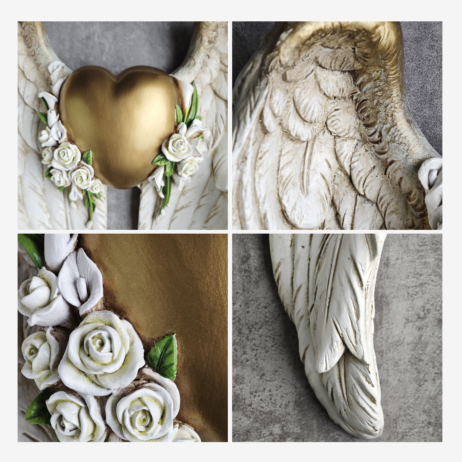 BC Angel Wing Heart & Calla Wall Statue- Guardian Angel decor