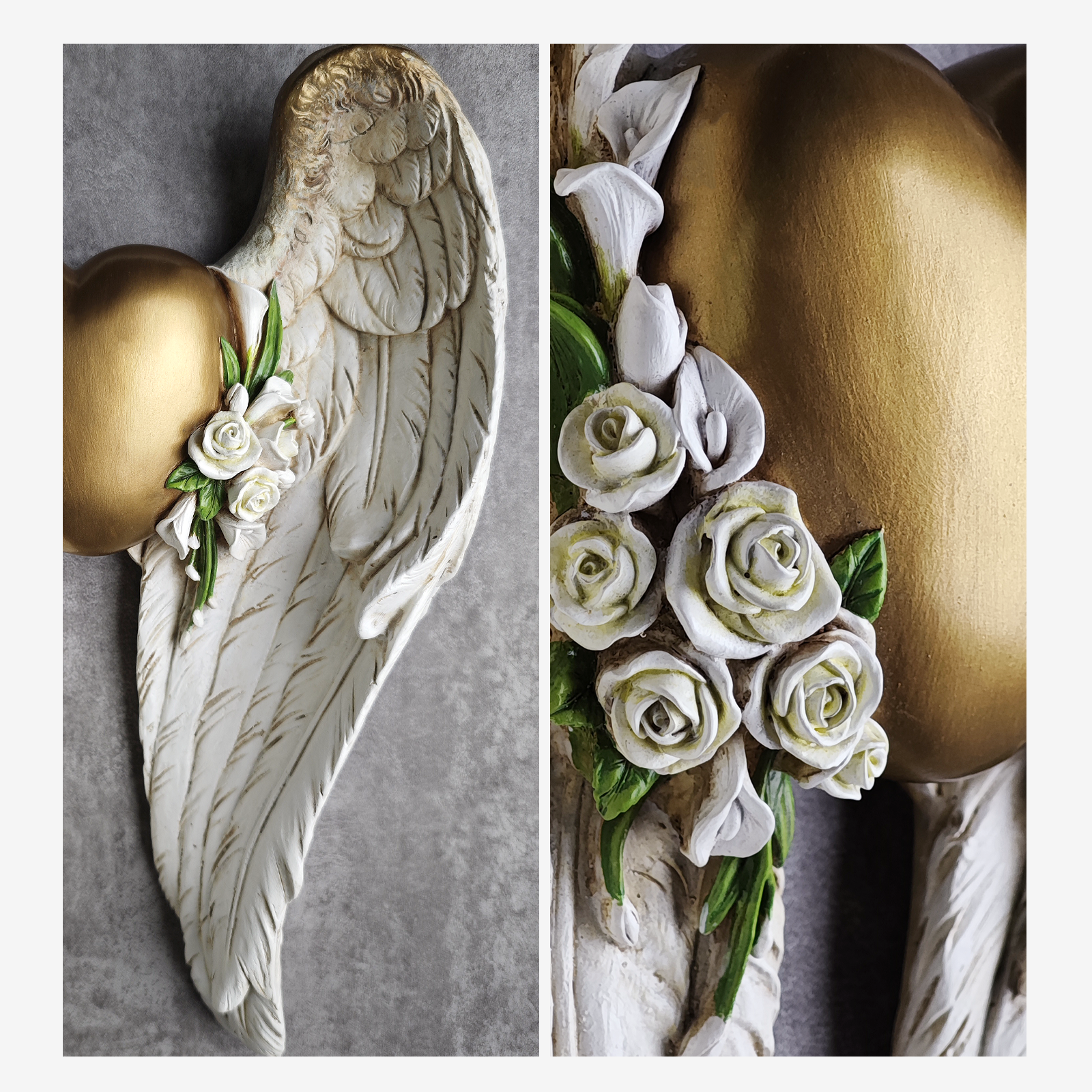 BC Angel Wing Heart & Calla Wall Statue- Guardian Angel decor