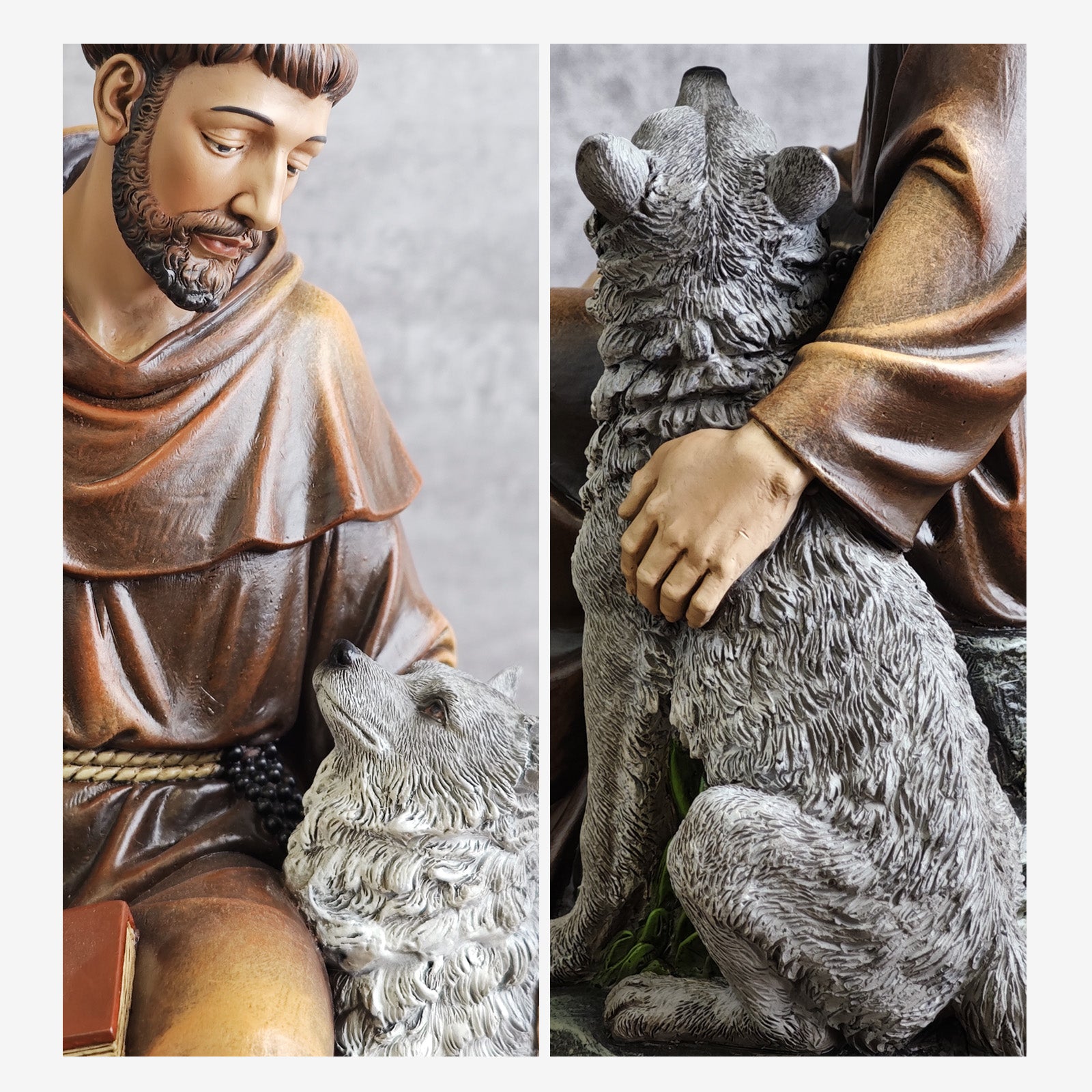 Statue de Saint François d'Assise catholique BC – Figurine de jardin inspirante