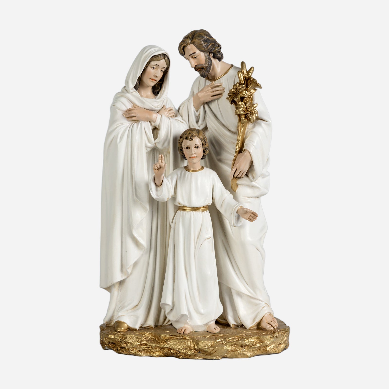 BC Catholic White & Gold Holy Family Statue-Inspirational decor