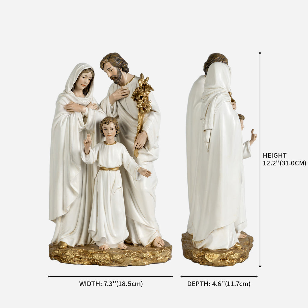 BC Catholic White & Gold Holy Family Statue-Inspirational decor