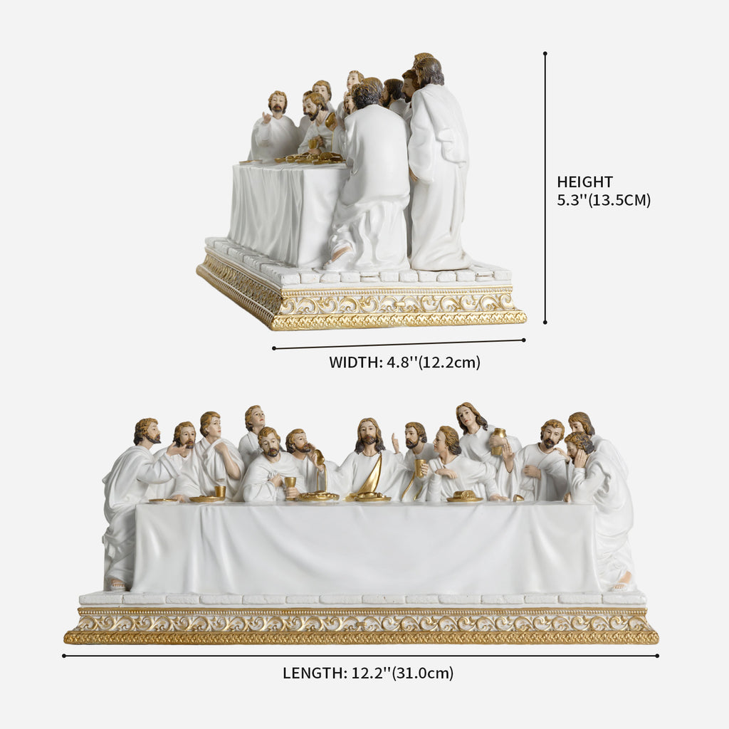 BC Catholic White & Gold The Last Supper Statue-Inspirational decor
