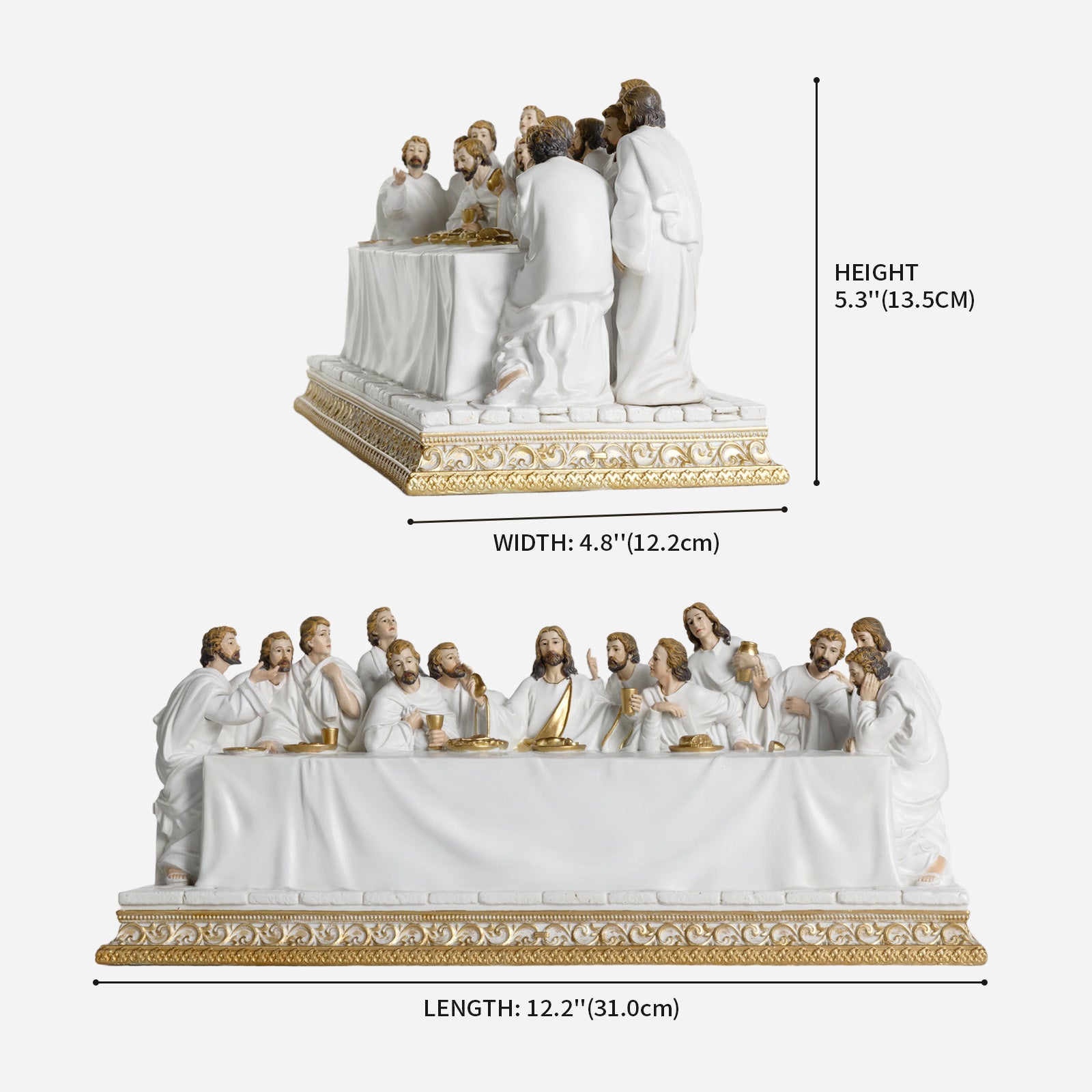 BC Catholic White & Gold The Last Supper Statue-Inspirational decor