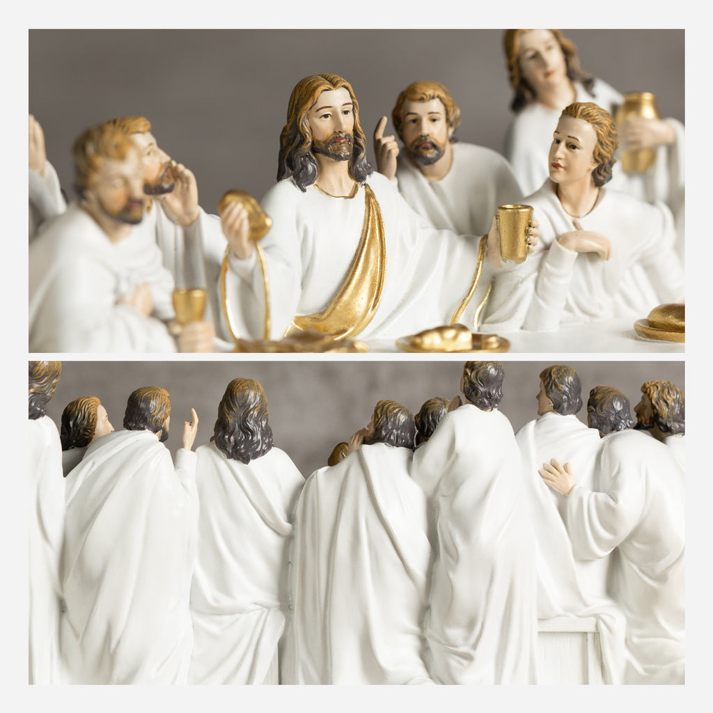 BC Catholic White & Gold The Last Supper Statue-Inspirational decor