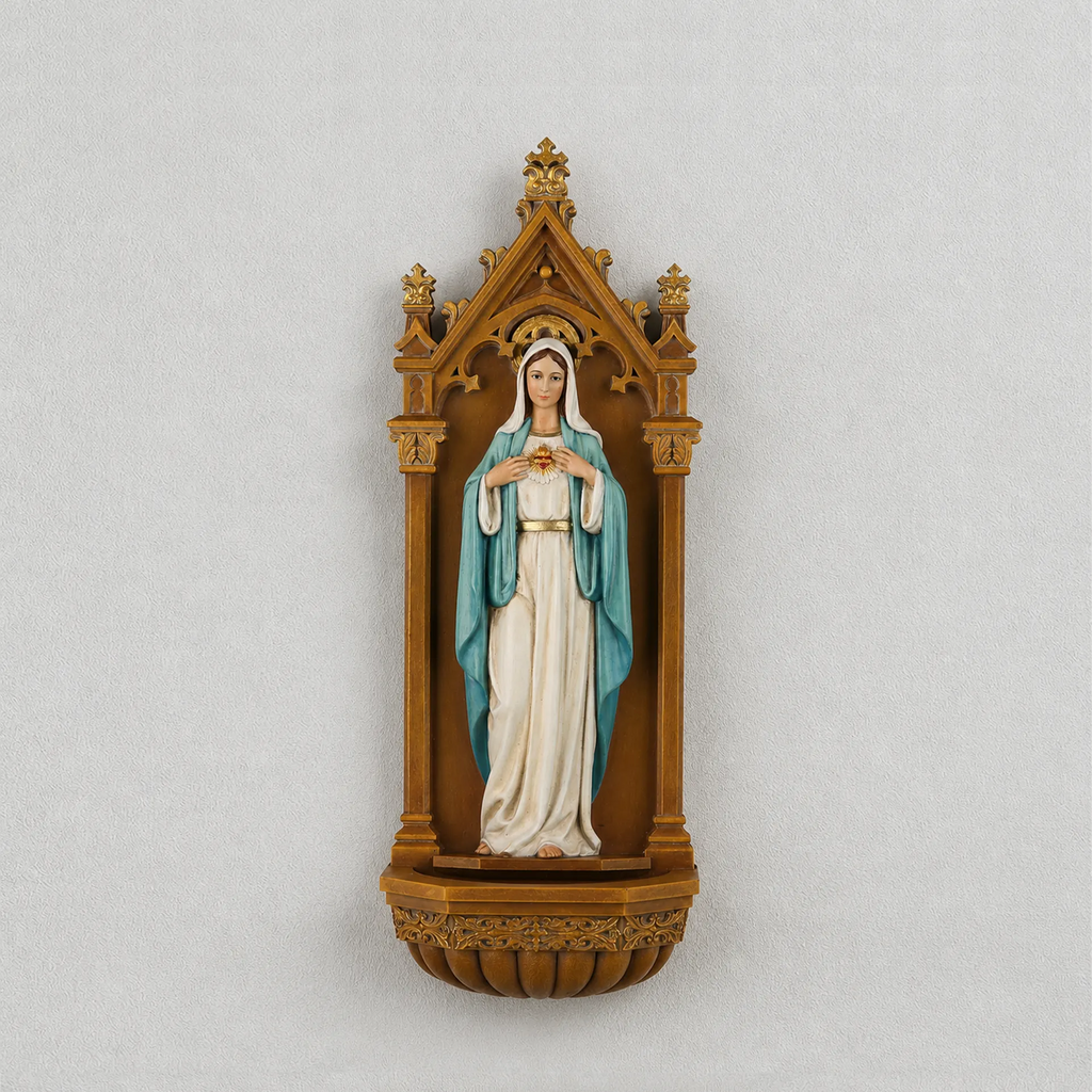 BC Catholic Immaculate Heart of Mary Holy Water Font-Renaissance