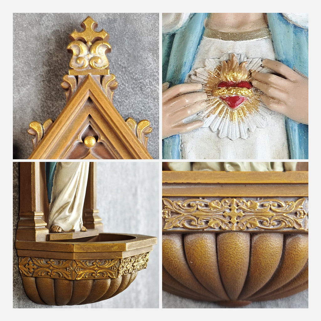 BC Catholic Immaculate Heart of Mary Holy Water Font-Renaissance