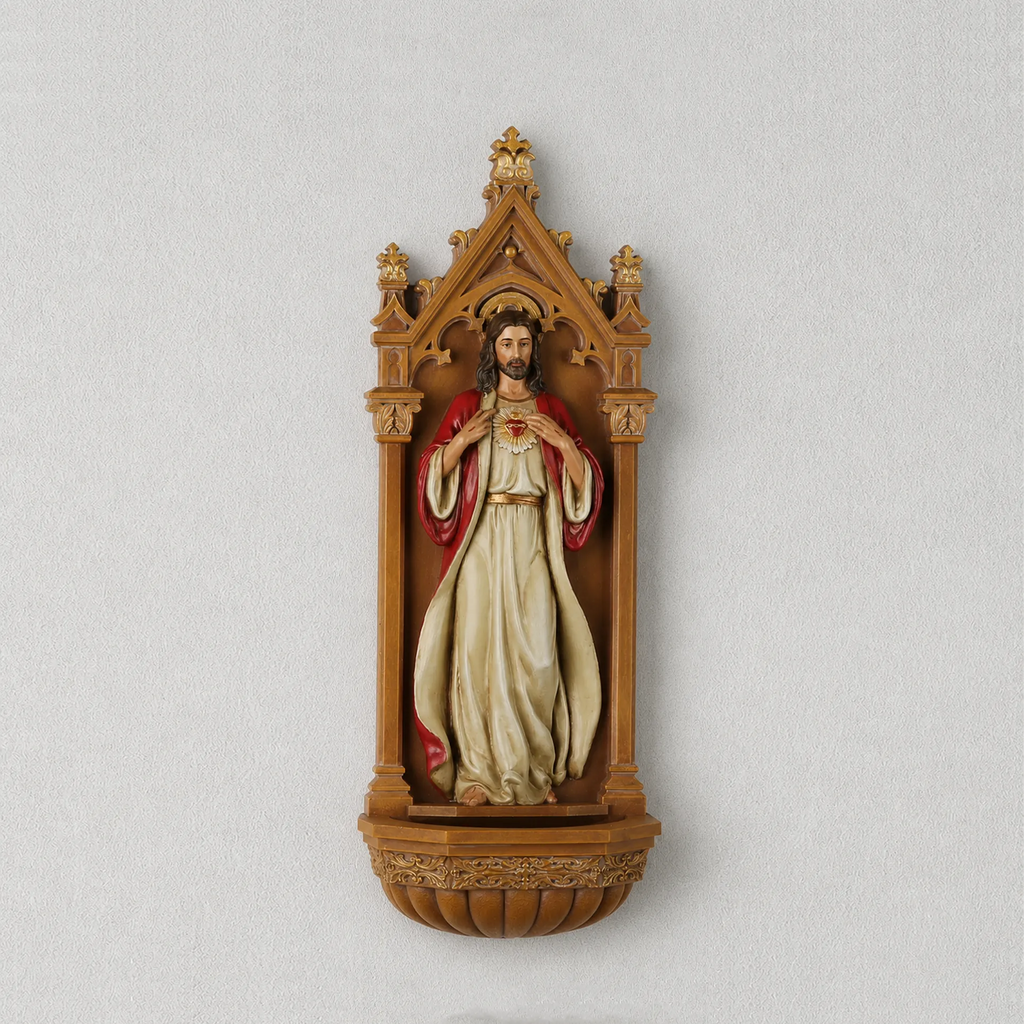 BC Catholic Sacred Heart of Jesus Holy Water Font-Renaissance
