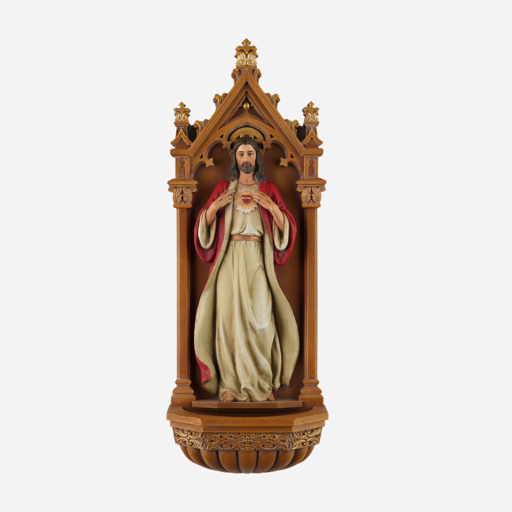 BC Catholic Sacred Heart of Jesus Holy Water Font-Renaissance