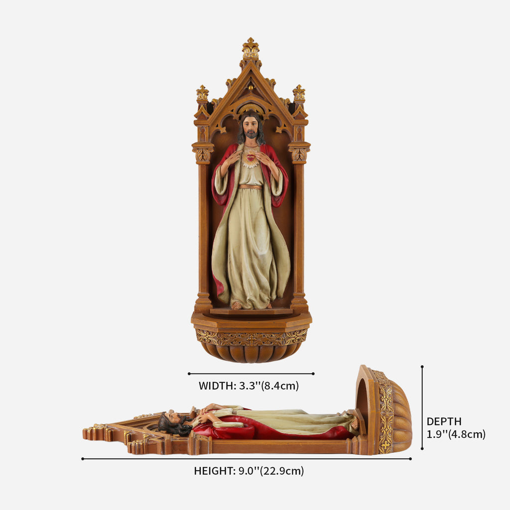 BC Catholic Sacred Heart of Jesus Holy Water Font-Renaissance