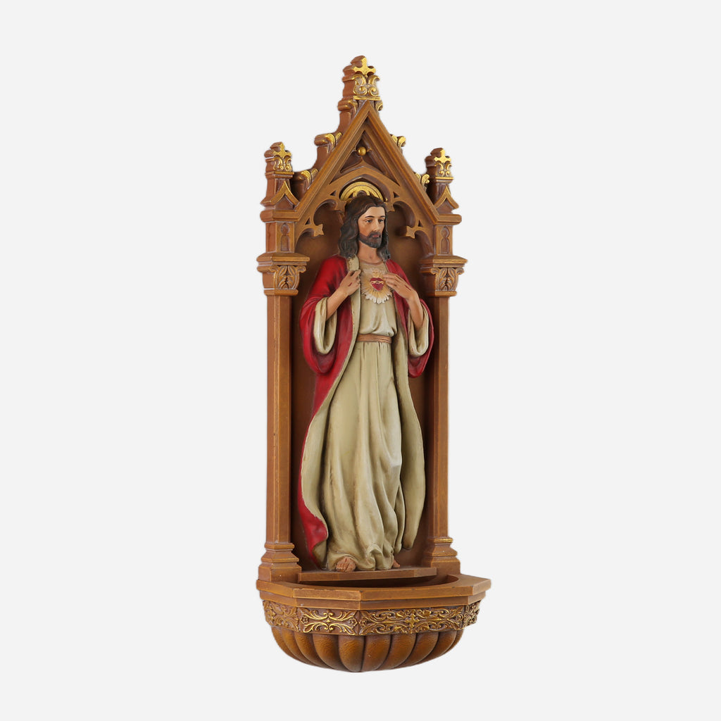 BC Catholic Sacred Heart of Jesus Holy Water Font-Renaissance